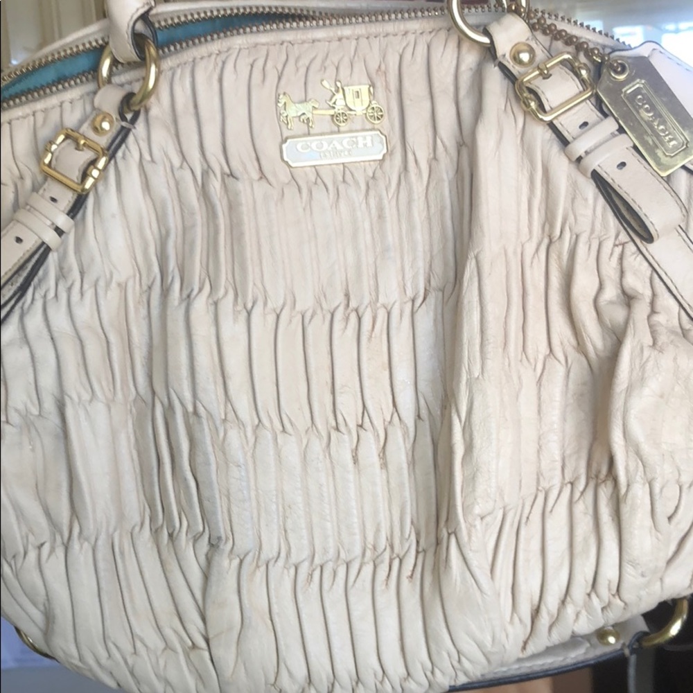 Coach Madison Sofia Vanilla Gathered Leather Hobo